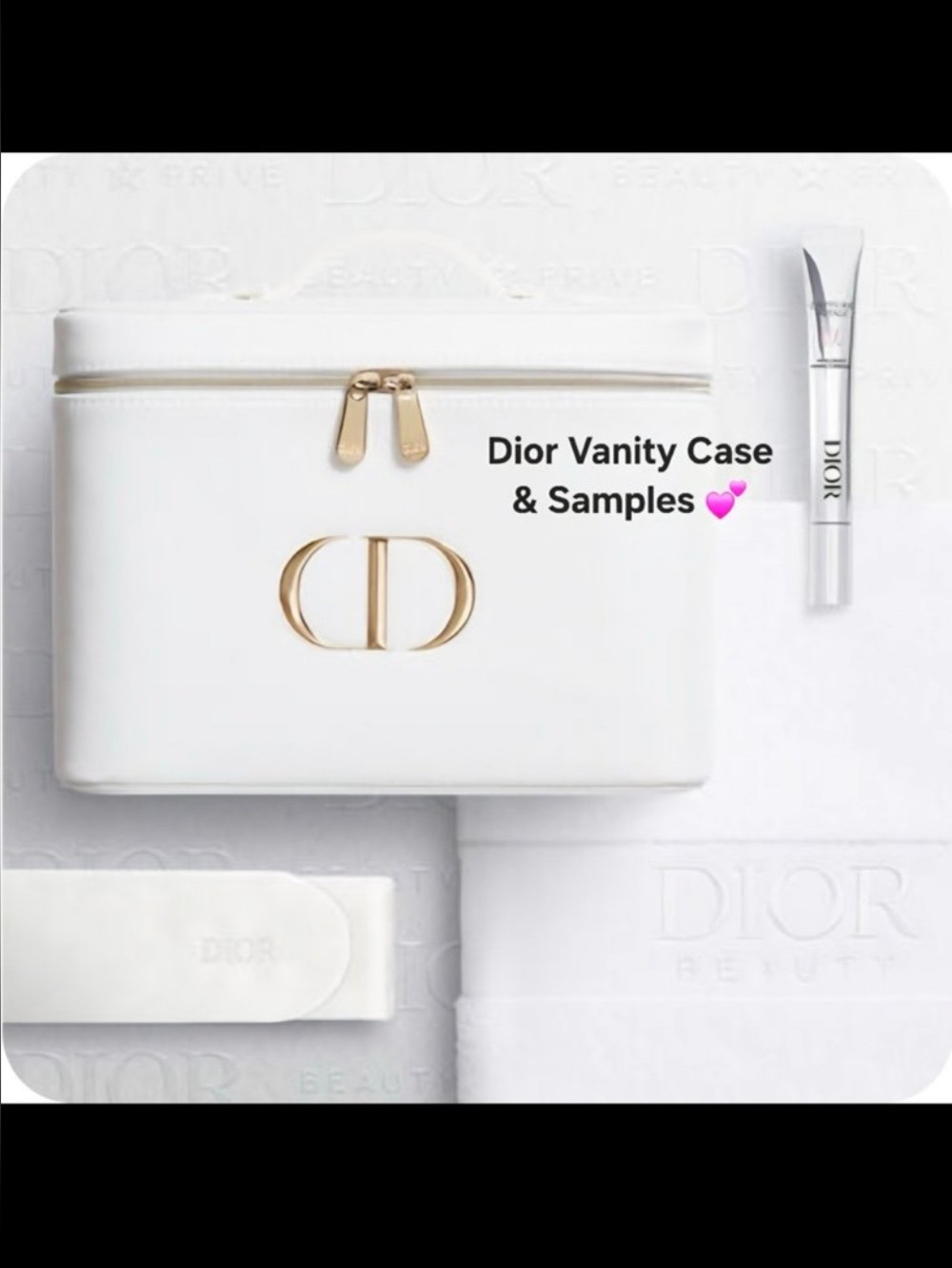 Dior White Vanity Case with guest towel head wrap and Capture totale Hyalushot
